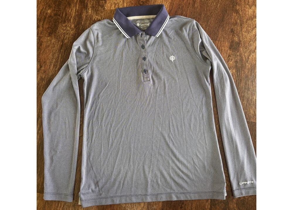 Coolibar UPF 50+ Men's Performance Polo Shirt Navy Blue Color Block Small